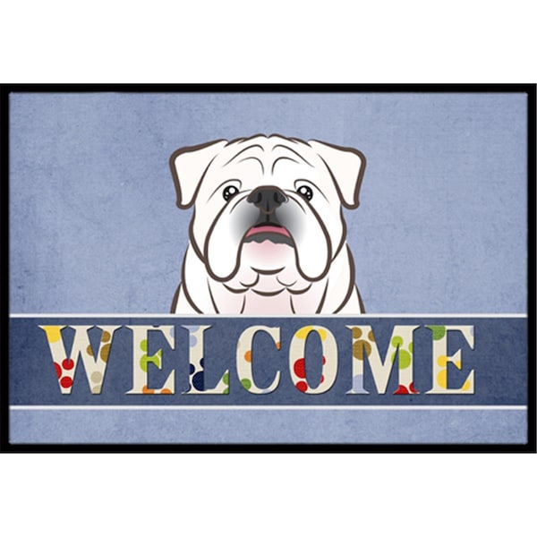 Carolines Treasures White English Bulldog Welcome Indoor & Outdoor Mat, 18 x 27 in. CA77357 - main